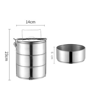 2 katmanlı Bento kutusu gıda taşıyıcı 14cm paslanmaz çelik öğle yemeği kutusu - Product Image 4