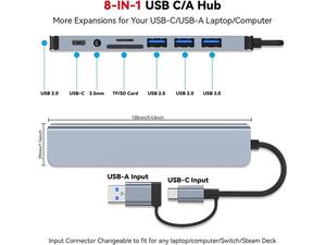 8-in-1 kuantum yuvası: çift USB-C (40Gbps USB4), SD/TF 500 MB/s, 8K HDR, grafen soğutma (Global Future Tech sertifikalı) - Product Image 3