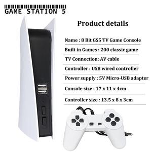 新しいGS5 TVゲームコンソール8ビットゲームボックス200クラシックAV出力GS5レトロビデオミニゲームステーションデュアル有線コントローラー付き