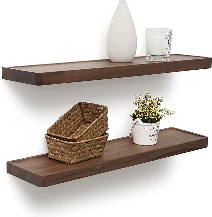 Installation of floating shelves wooden wall shelf office decorative shelves can be customized size factory direct sale