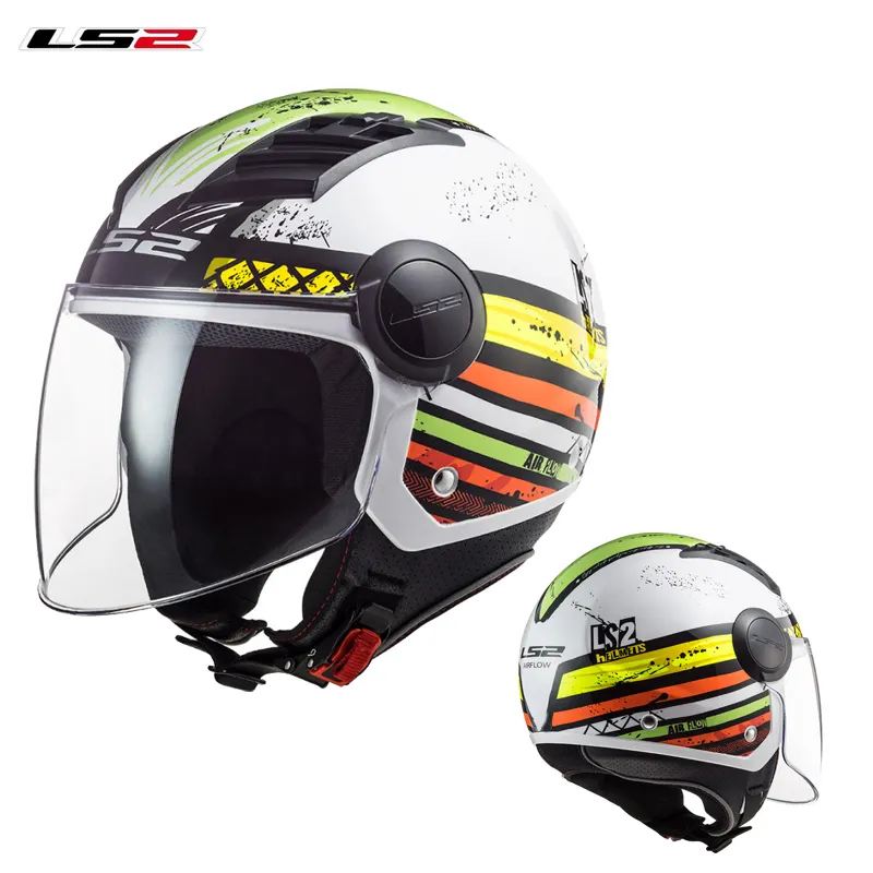 Ls2 capacete de motocicleta, capacete de fluxo de ar com abertura 3/4, para o verão, com jato, scooter, capacete de motocicleta ls2 of562