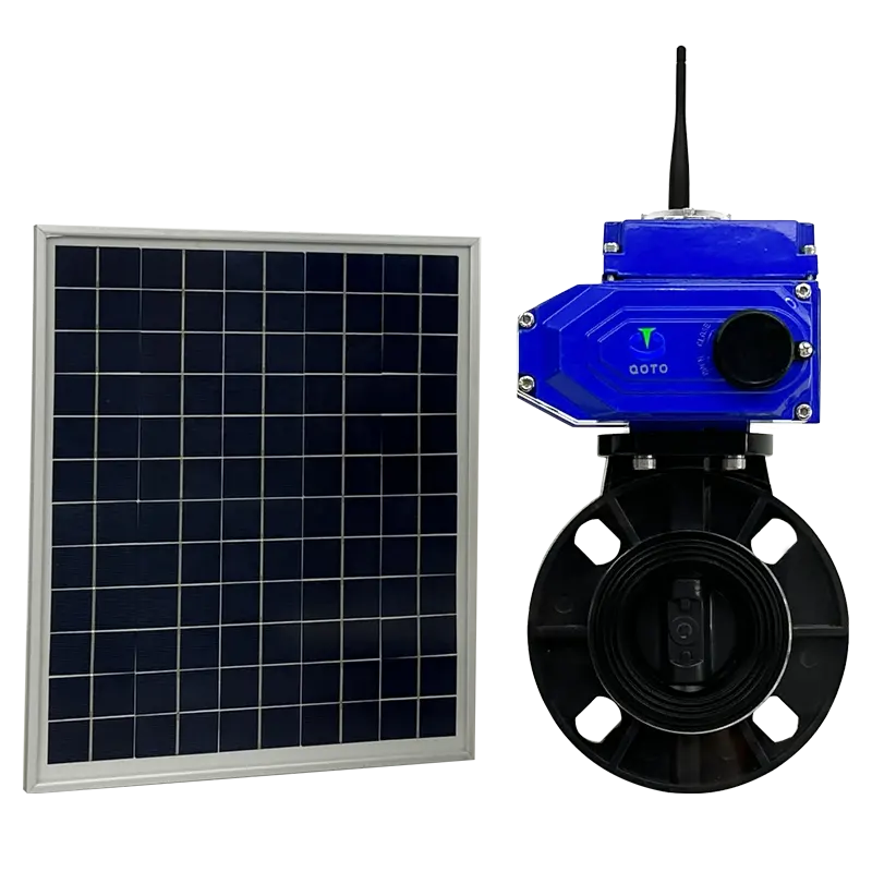 LoRa/GSM制御空気圧変調バルブステンレス鋼304 Ansiクラス150電動バルブ太陽光発電灌漑