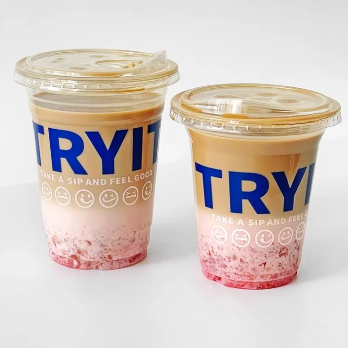 Tek kullanımlık temizle 8oz 10oz 12oz 16oz 20oz 24oz özel logo baskılı soğuk kahve smoothies için gitmek için plastik pet bardak içme