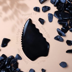 天然Bian石Gua Sha <span class=keywords><strong>Jade</strong></span>スクレーピングマッサージツールボディGua Sha石尾根付き