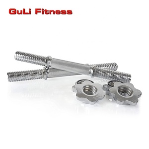 Chromed <strong>Regular</strong> Steel Solid Rod <strong>Bar</strong> 14''/16'' Threaded Barbell with 2 Star Screw Collars 25/28/30mm Dumbbell Set Solid <strong>Bar</strong> - Product Image 2