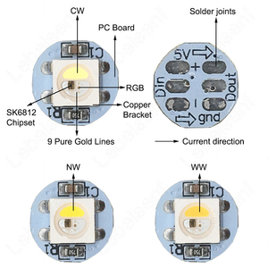 100ランプSK6812LEDピクセルモジュール5050 RGB W WW NW 4 in 1 SMD内蔵6812 ICアドレス指定可能な小型ラウンドボードライトストリングシート - Product Image 2