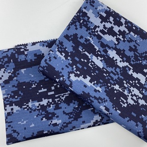 现代风格蓝色涤纶t/c 80/20防撕裂迷彩聚棉马赛克印花工作服面料 - Product Image 4
