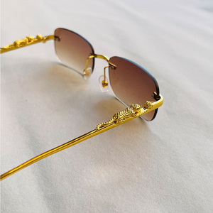 2025 Vintage panthère léopard Rectangle sans monture lunettes de soleil cadre de luxe femmes hommes lunettes de soleil de luxe - Product Image 2