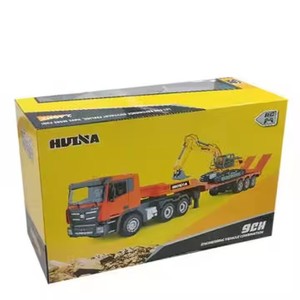 2 In 1 kombinasyonu iki denetleyici 9CH DIY kiti 1 24 ölçekli uzaktan kumanda RC düz platformlu römork kamyon ile ekskavatör oyuncak - Product Image 4