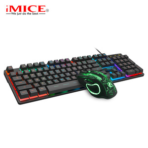 Colorful Floating Keycaps Luminous Wired Gaming <strong>Keyboard</strong> <strong>Mouse</strong> Set LED Backlit USB Connected Waterproof Office Mechanical Feel
