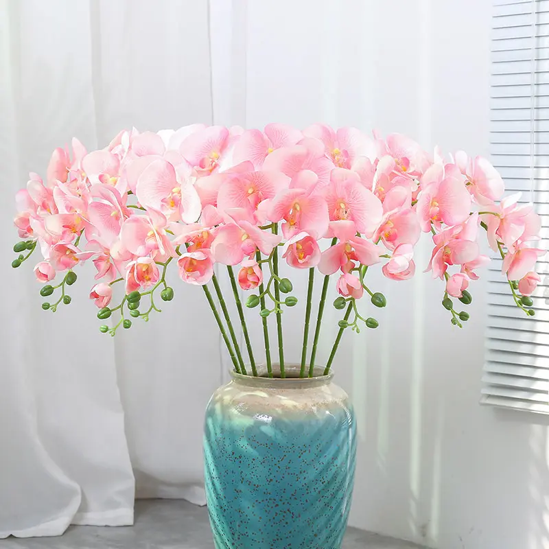 Orquídea artificial, decoração de piso de orquídea, tela interna, flores artificiais de alta qualidade