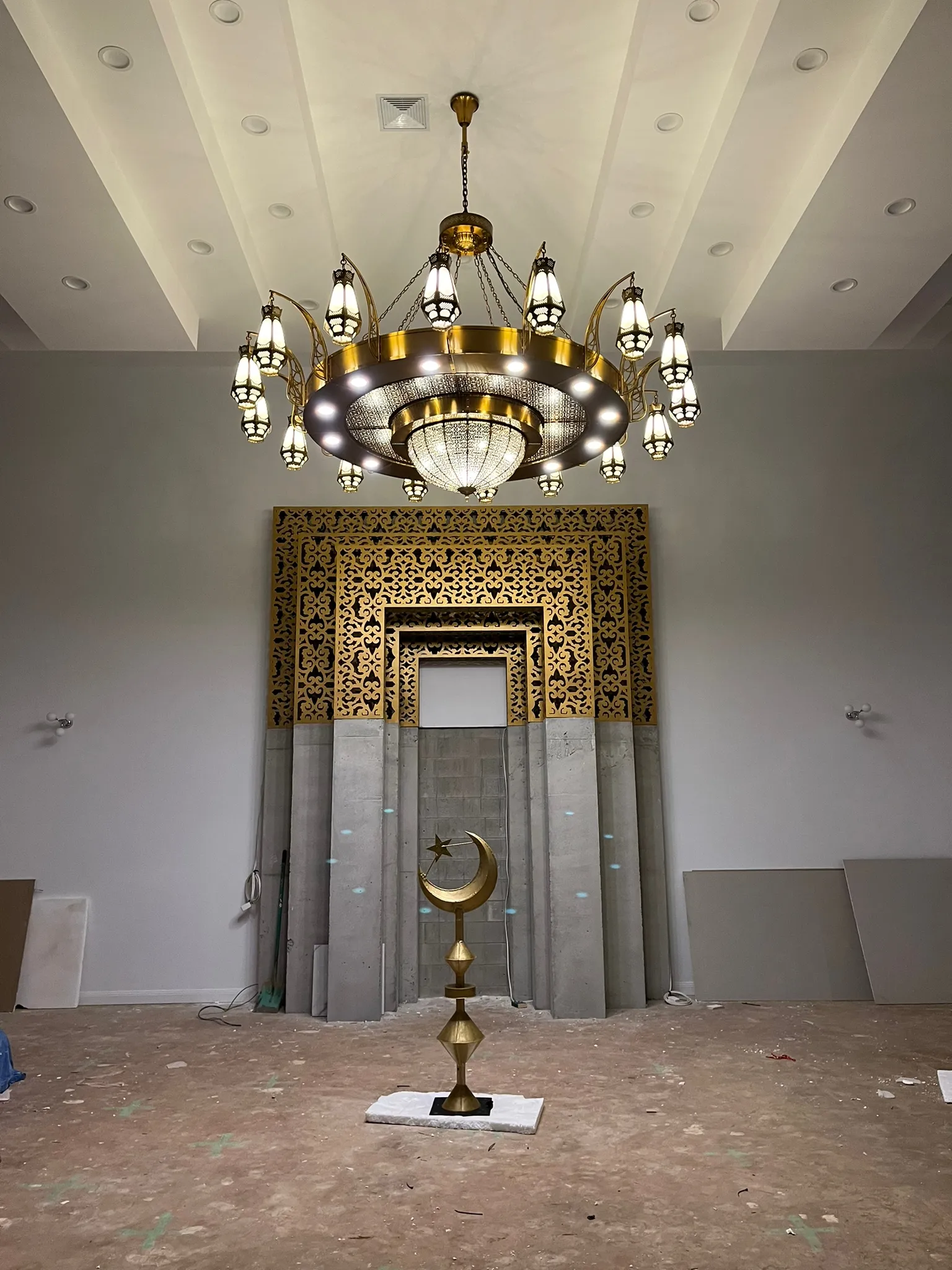 Cami büyük aydınlatma İslami merkezi mescid proje özelleştirme avize