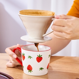 Wholesale Colorful Ceramic Porcelain Pour Over Shaped <strong>Brewer</strong> Portable Coffee Drip Dripper Filter Set with <strong>Cup</strong> - Product Image 6