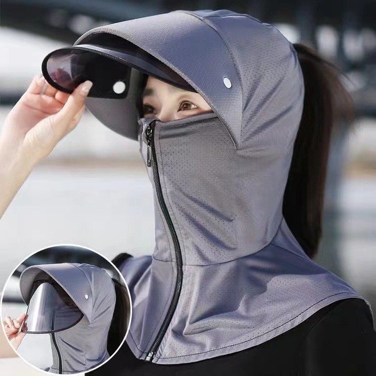 Gorro de ciclismo con cremallera, gris oscuro