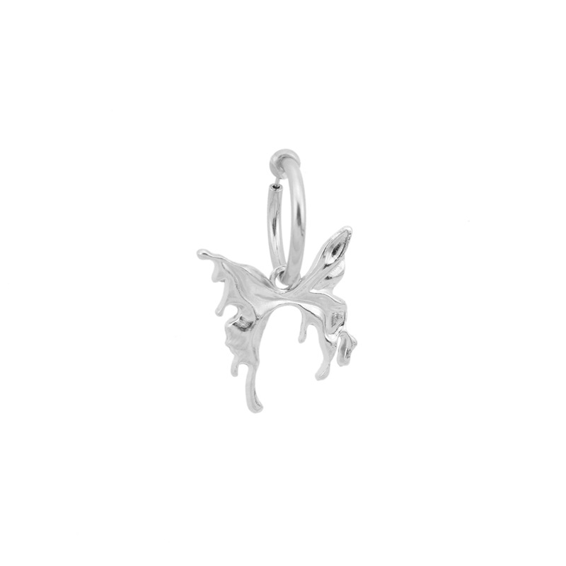 E066-Boucle d'oreille clip argent 2 (aucun perçage nécessaire, 1 pièce)