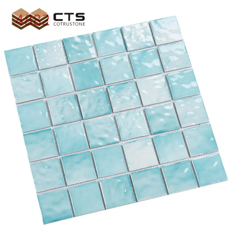 Personalizza mosaico mosaico per piscina in vetro cristallo blu mosaico moderno in porcellana per esterni