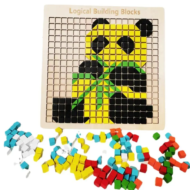 Crianças Madeira Inteligente Logic Building Blocks DIY Free Puzzle Game Educacional 3D Jigsaw Brinquedos Para Crianças
