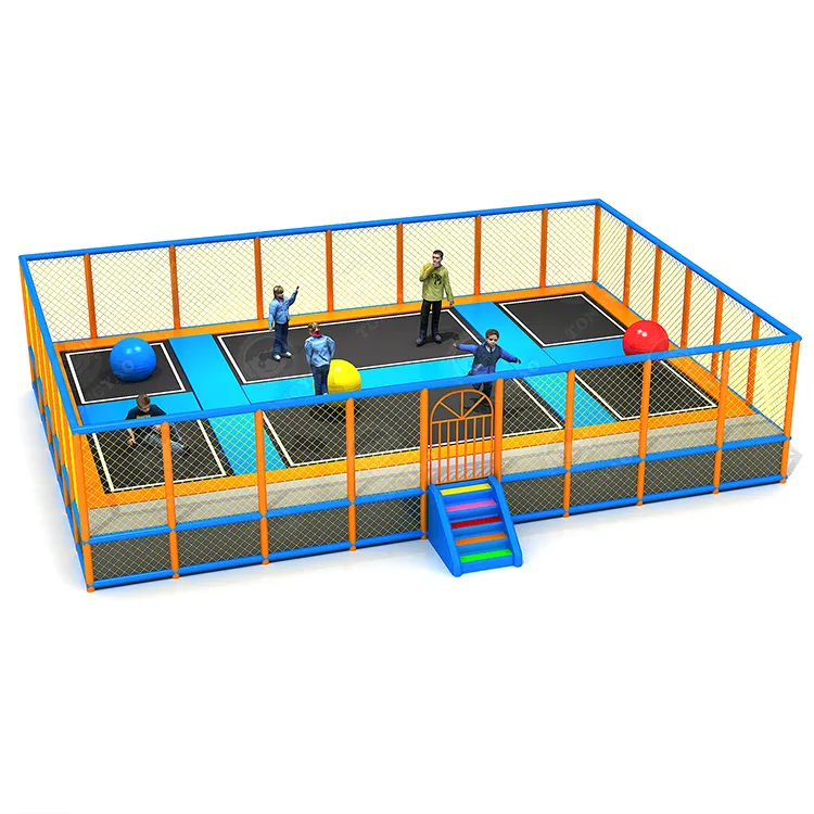 Indoor Fitness Softplay großes Bett Foam Pad Springs Springen aus verzinktem Stahl Bungee Kinder Trampolin Park