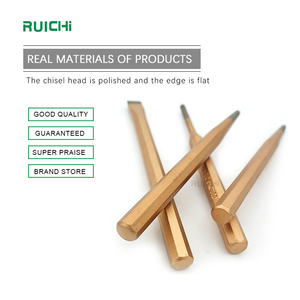 RUICHI-Juego de cinceles fríos, 6 unidades, cincel cilíndrico plano con bolsa de lona, cincel cónico para ladrillo, hormigón, piedra metálica