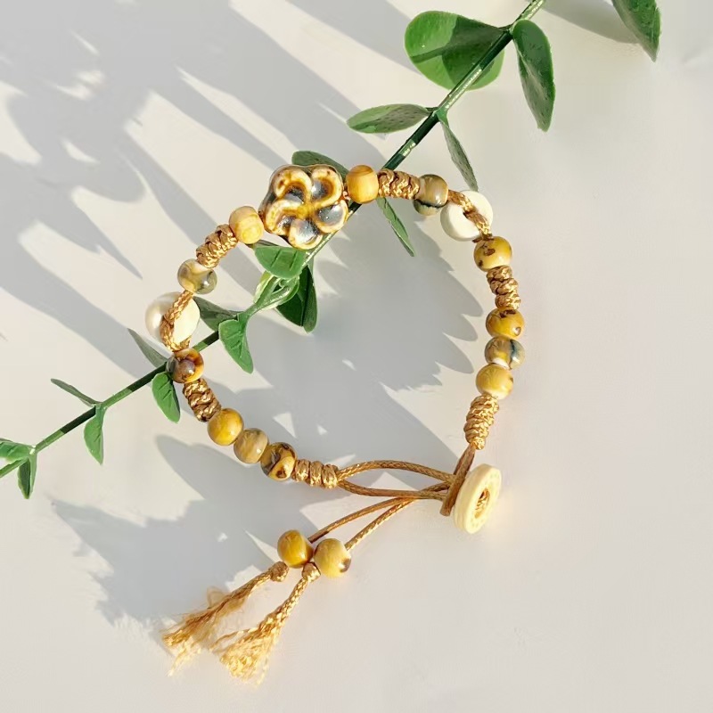 colorful Hand-woven rope five-petal flower A406