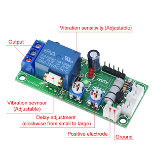 調整可能な12V振動モジュール振動センサーリレースイッチモジュールボード - Product Image 2