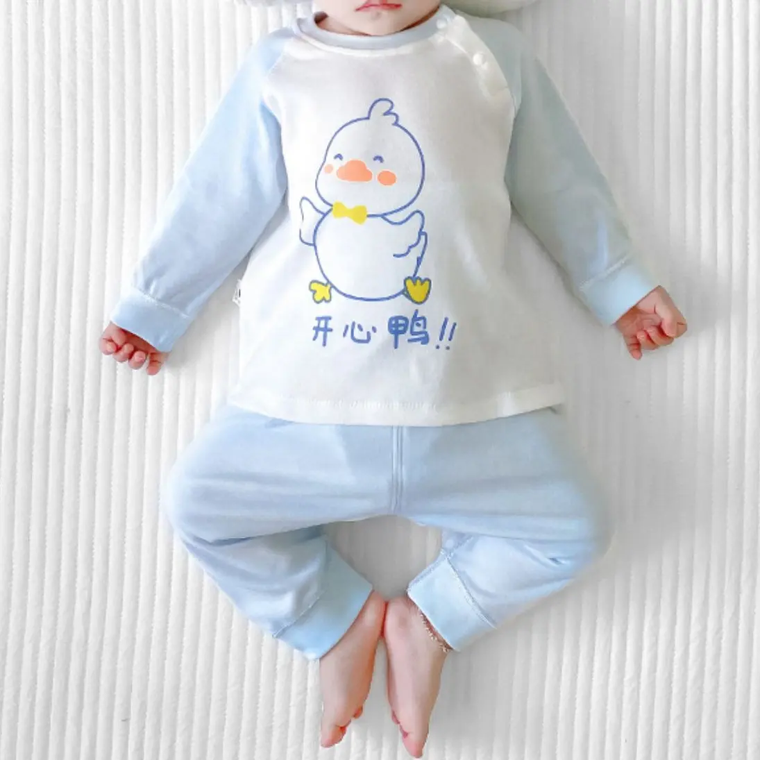 Meninos da criança Conjuntos de Pijama 100% Algodão Orgânico Sleepwear O-pescoço Tamanho 2-7 Anos 0-3 Meses Do Bebê Roupas de Menina