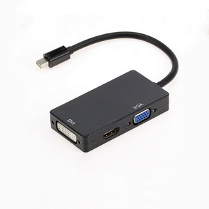通用3合1迷你DP至高清电视/VGA/DVI电缆适配器迅雷至显示端口转换器兼容苹果