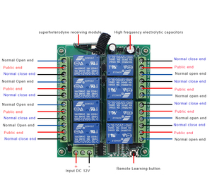 DC 12V 24V 8-Kanal-Relaismodul Drahtlose 433-MHz-HF-Fernbedienungsschalter Sender-und Empfänger platine - Product Image 4
