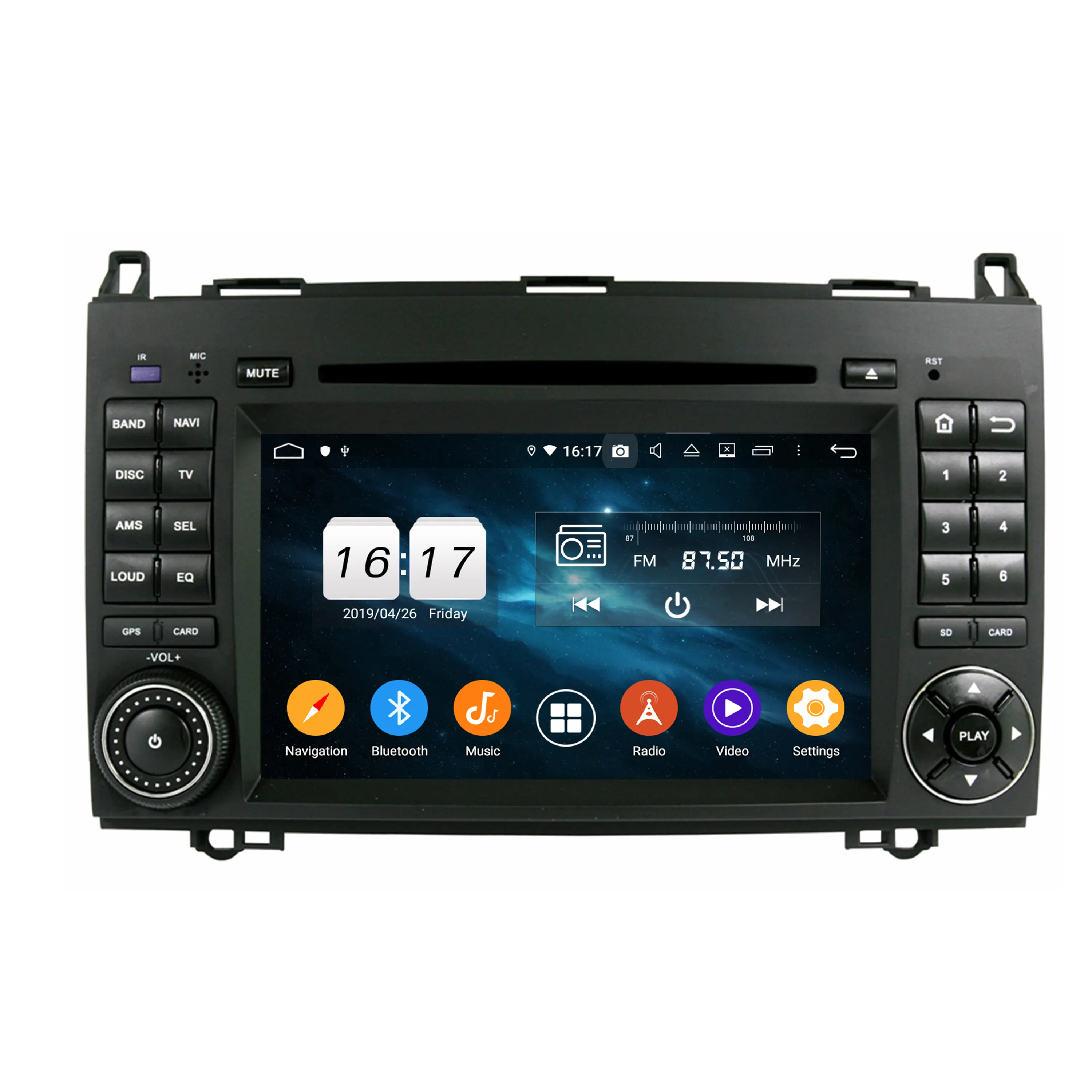 Autoradio Android 9.0, 7 ", GPS, lecteur DVD, mirrorlink, Carplay, système multimédia, Audio, pour voiture B200