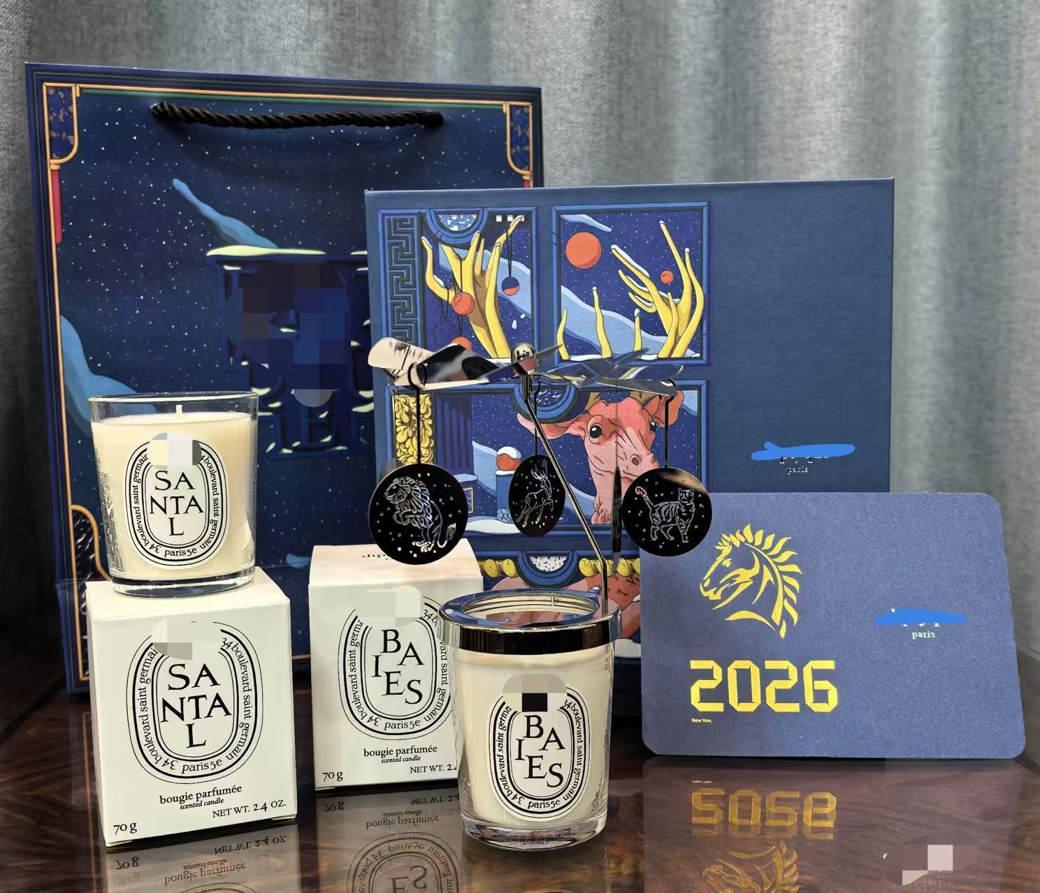Coffret bleu - 70g baies + 70g bois de santal - lanterne tournante