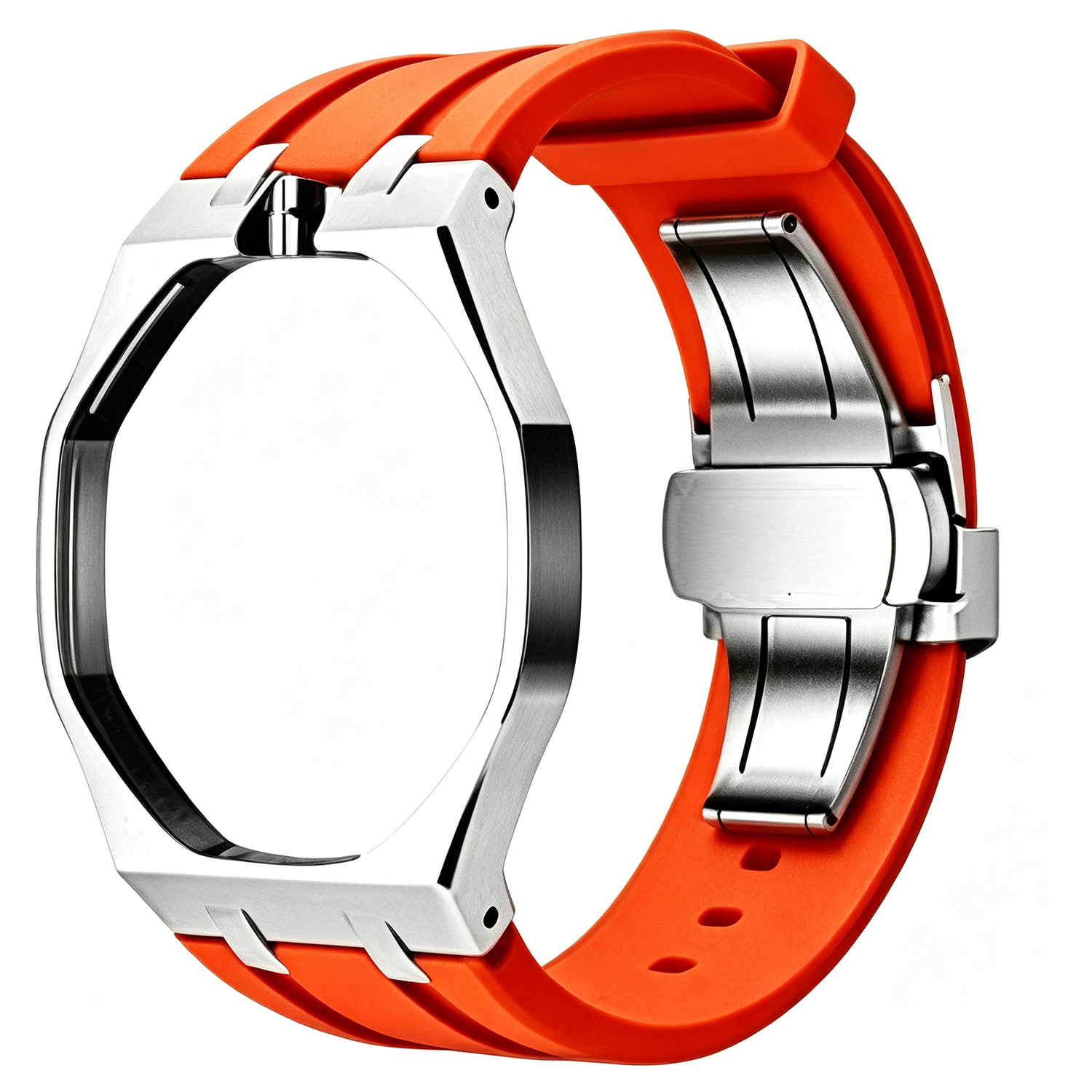 Silver- orange -12 o clock crown