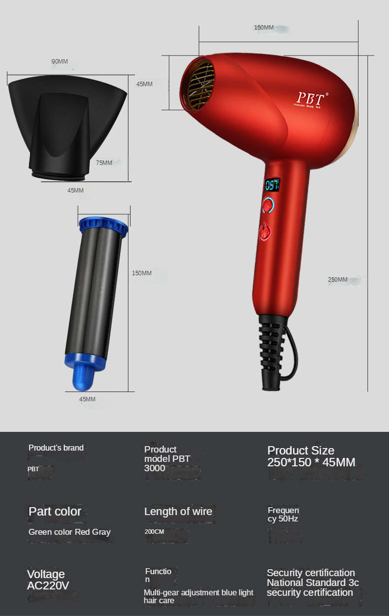 Fashion and popular style 2021 latest salon Negative Ion hair dryer household hair dryer for home travel hotel