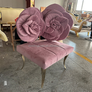 婚礼天鹅绒椅子粉色玫瑰背新娘新郎婚礼沙发家具