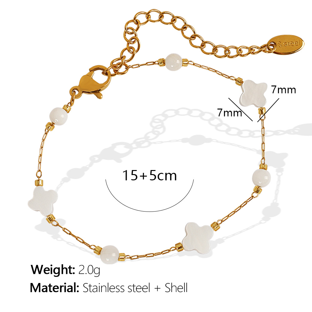 Pulsera de oro con concha blanca SL68