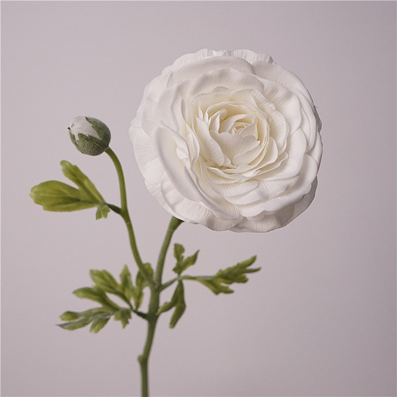 Ranuncolo Real Touch 2 teste - bianco - 10 cm