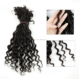 20strands/pack 0.8cm Natural Black Beauty Curly End Dreadlocks Human Hair Soft Deep Goddess Locs Extensions - Product Image 5