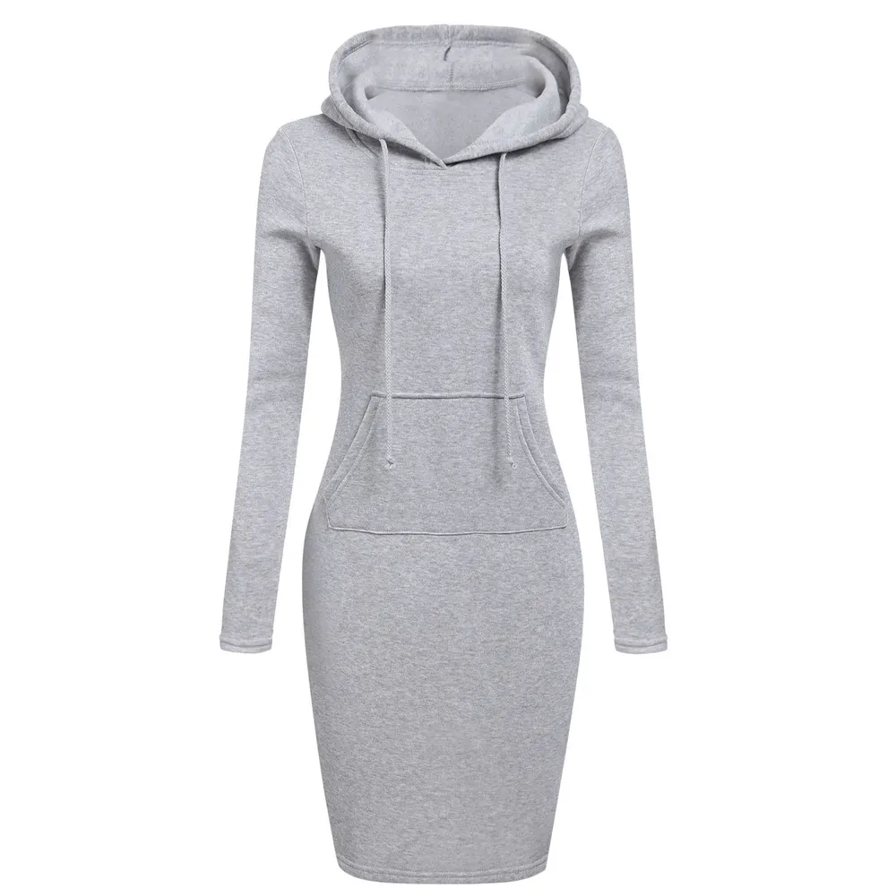 Personalizzato di alta qualità nuova vendita calda moda donna stile Casual con cappuccio vestito manica lunga maglione tasca tunica vestito Top