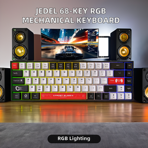 Teclado mecánico con cable de 68 teclas, diseño personalizado, combinación de tres colores, todas las teclas antifantasma, 19 modos de iluminación, retroiluminación LED