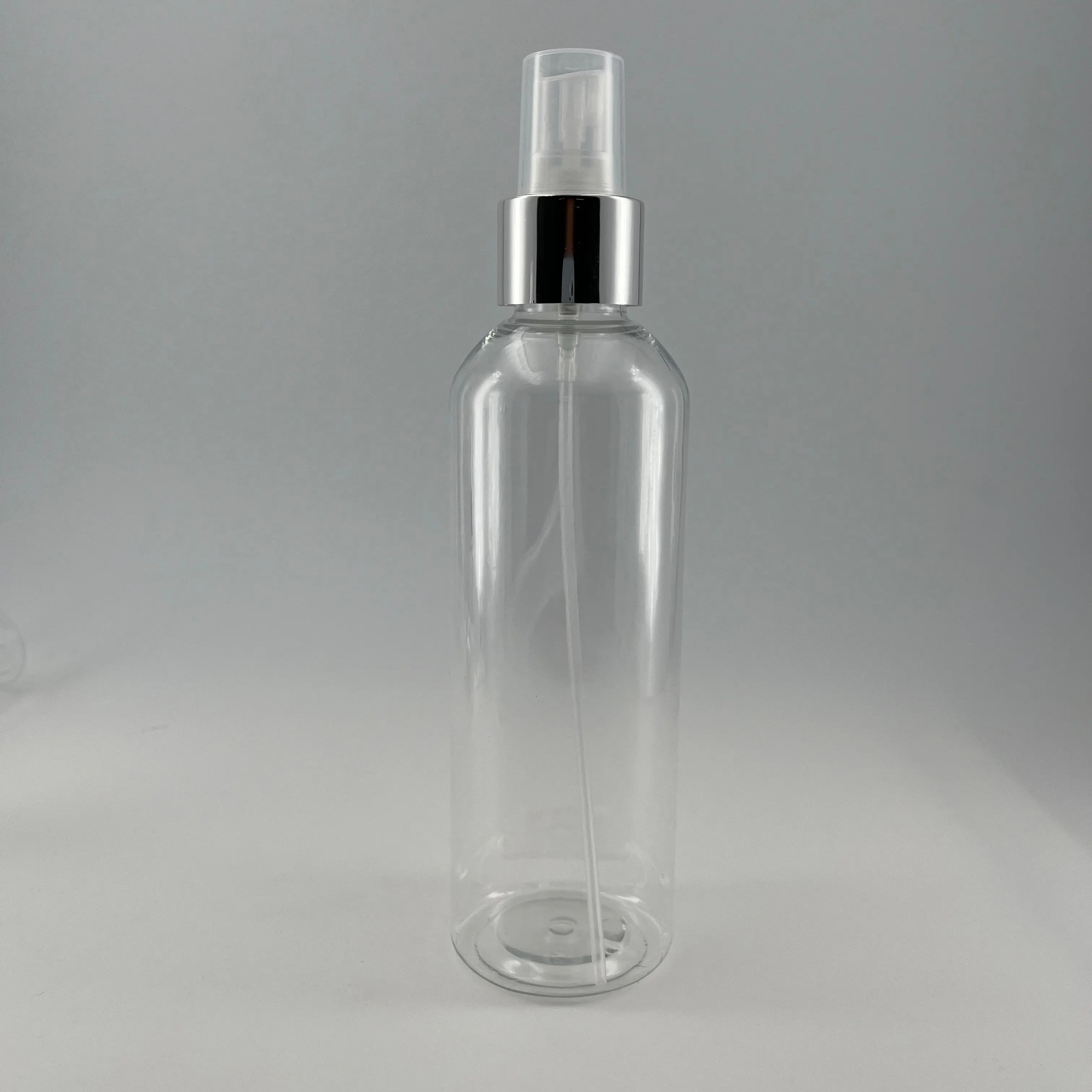 Grosir 250ml wadah kosmetik hewan peliharaan buram botol parfum plastik dengan penyemprot 24/410 penyemprot kabut aluminium
