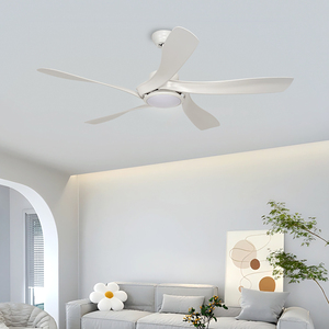 220V 56 Inch 5 Blades Iron ABS Matt White Decorative LED 3 Colors Remote Contrnl <strong>Dc</strong> Living Room Ceiling Fan Lamp with Light