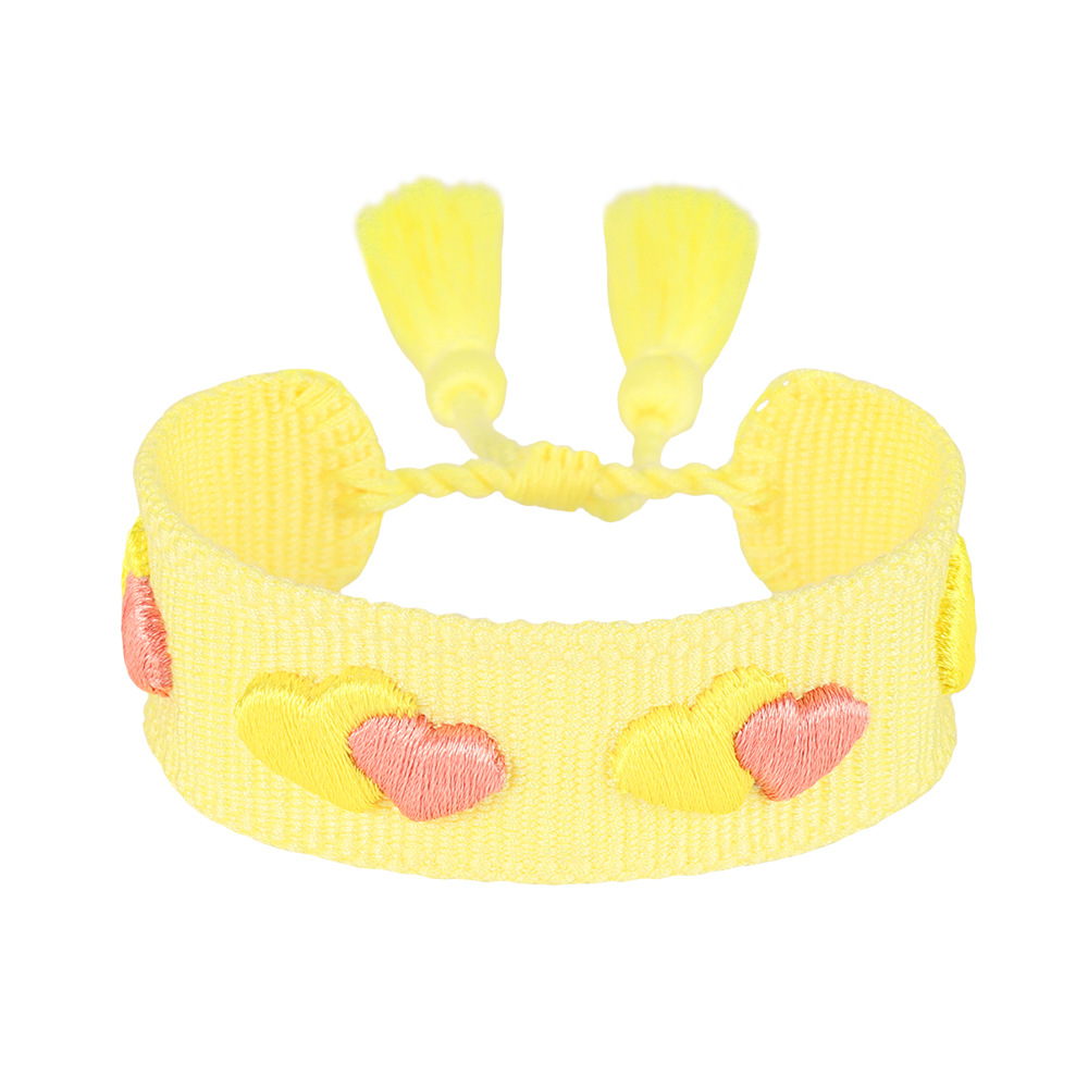 Tf10-(double love) daily pattern theme raised embroidered bracelet
