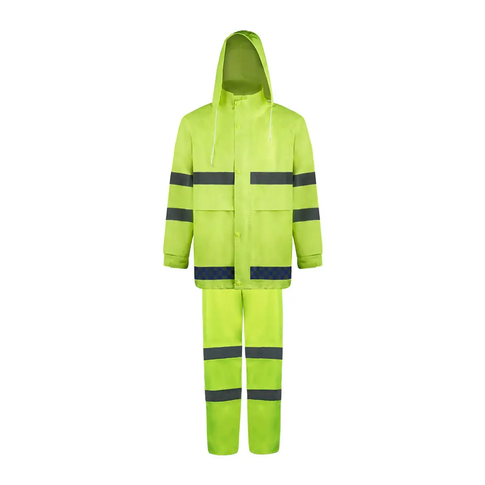 Nuevo traje de lluvia de motocicleta con revestimiento de PVC personalizado para hombre, cinta reflectante, impermeable, mono, uniforme de trabajo, ropa de trabajo