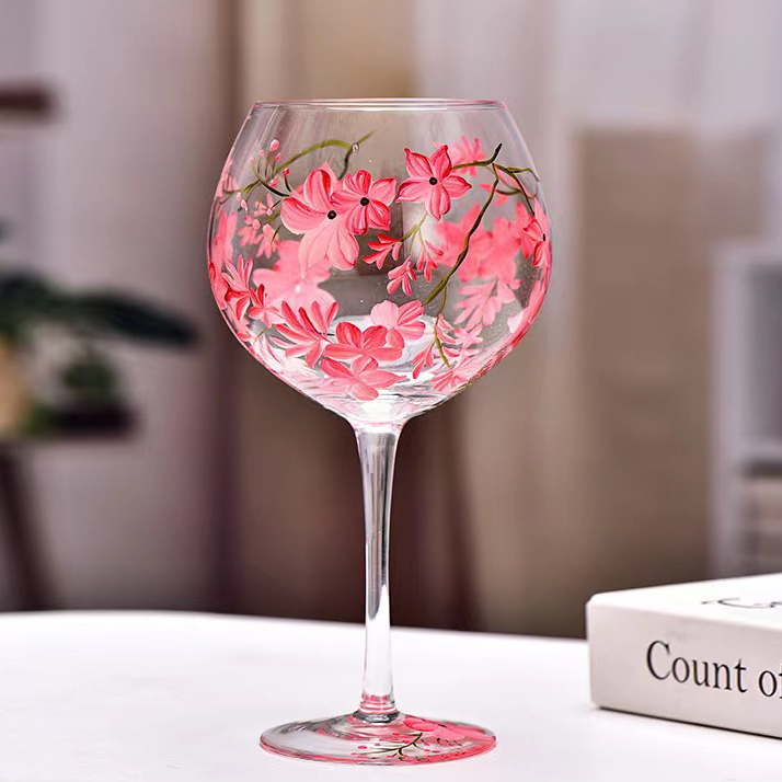 Hand-painted violet-red-apple cup