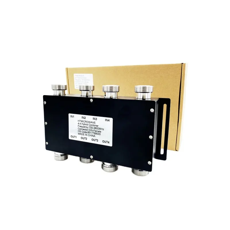 Htmagnetron Hefei Fabriek Wide Band 698-3800Mhz 8 Port 500W Din Female 4 In 4 Uit Hybride Combiner