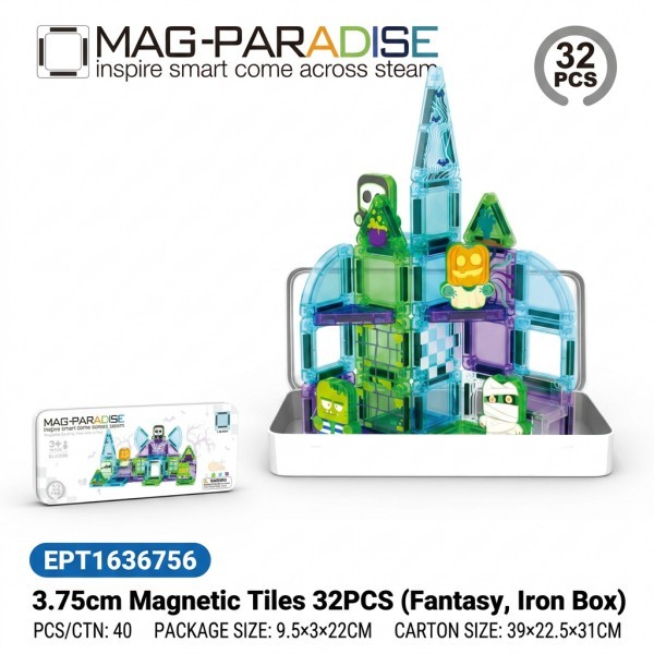 EPT1636756-3.75cm Baldosas Magnéticas 32PCS (Caja de Hierro Fantasía)