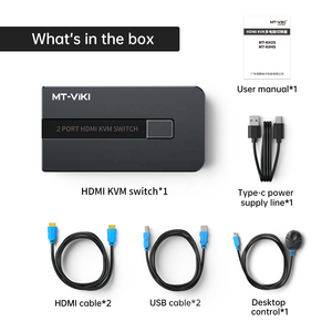 4K 60Hz HDMI KVM交换机2端口 + 2电缆，MT-VIKI 2计算机1监视器2端口KVM交换机HDMI 2输入1输出，带桌面控制 - Product Image 5