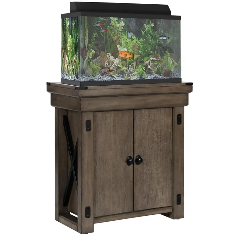 Заводская оптовая продажа, традиционная деревянная аквариумная подставка для аквариума с 20 галлонами и шкафом в деревенском сером цвете