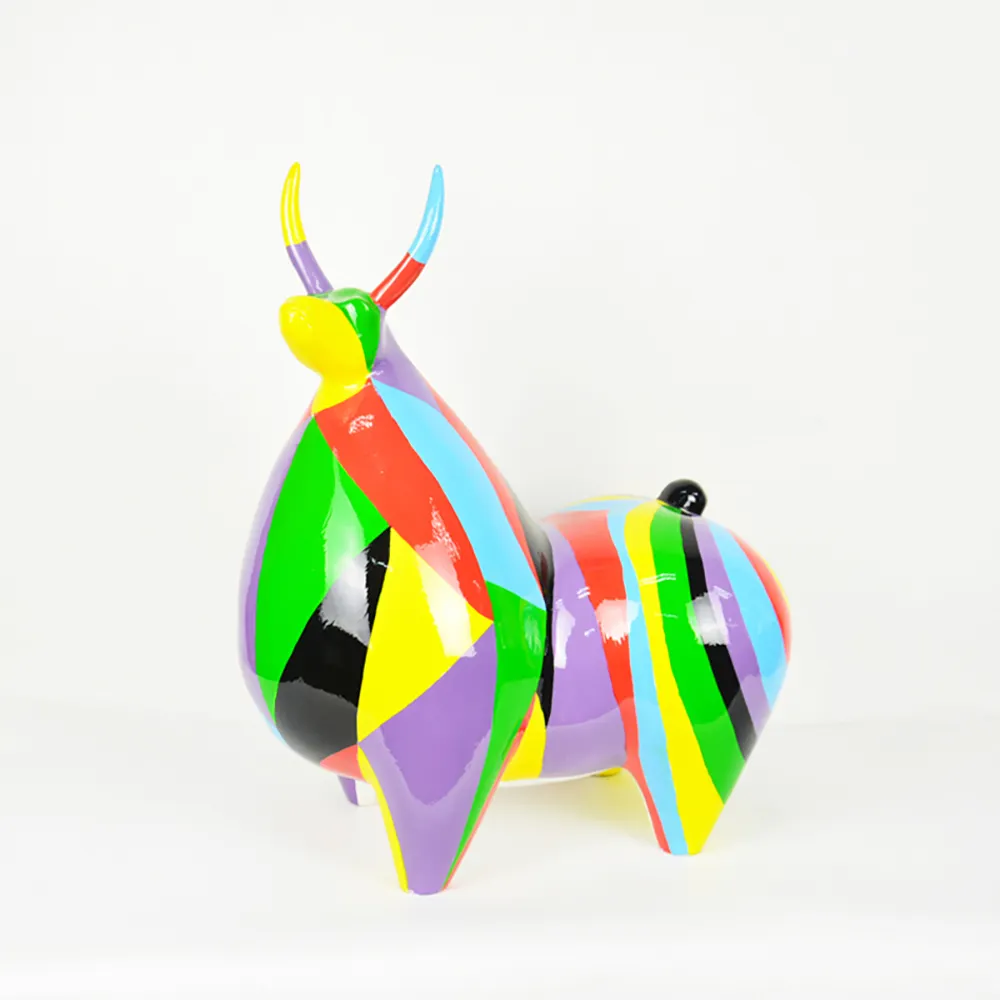 Exportación de moda fibra de vidrio tamaño real escultura Animal estatua de resina colorida para decoración del hogar