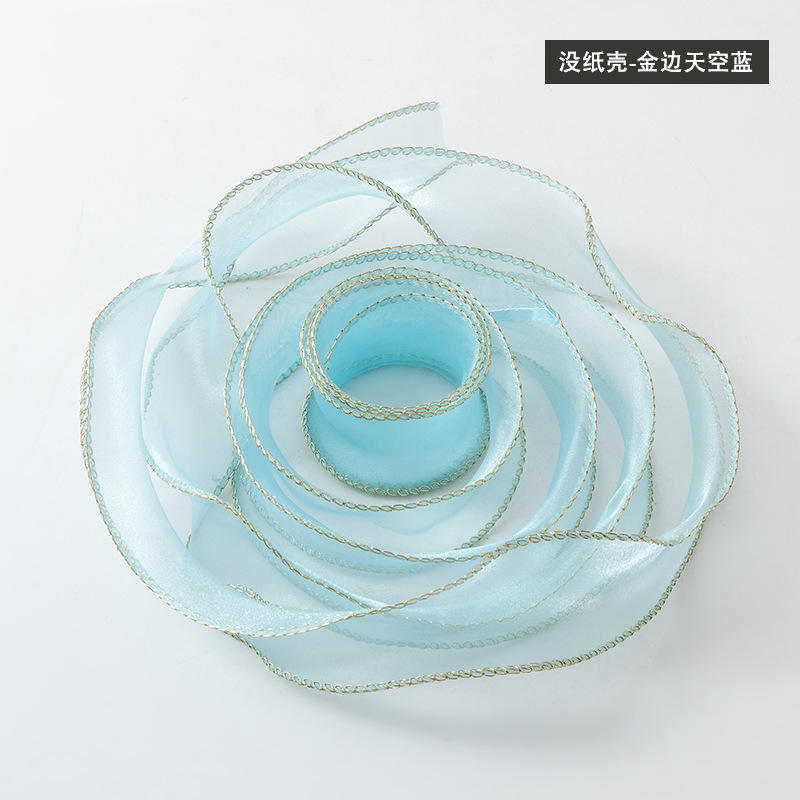 Bleu océan*4cm* 9m bord doré sans tige