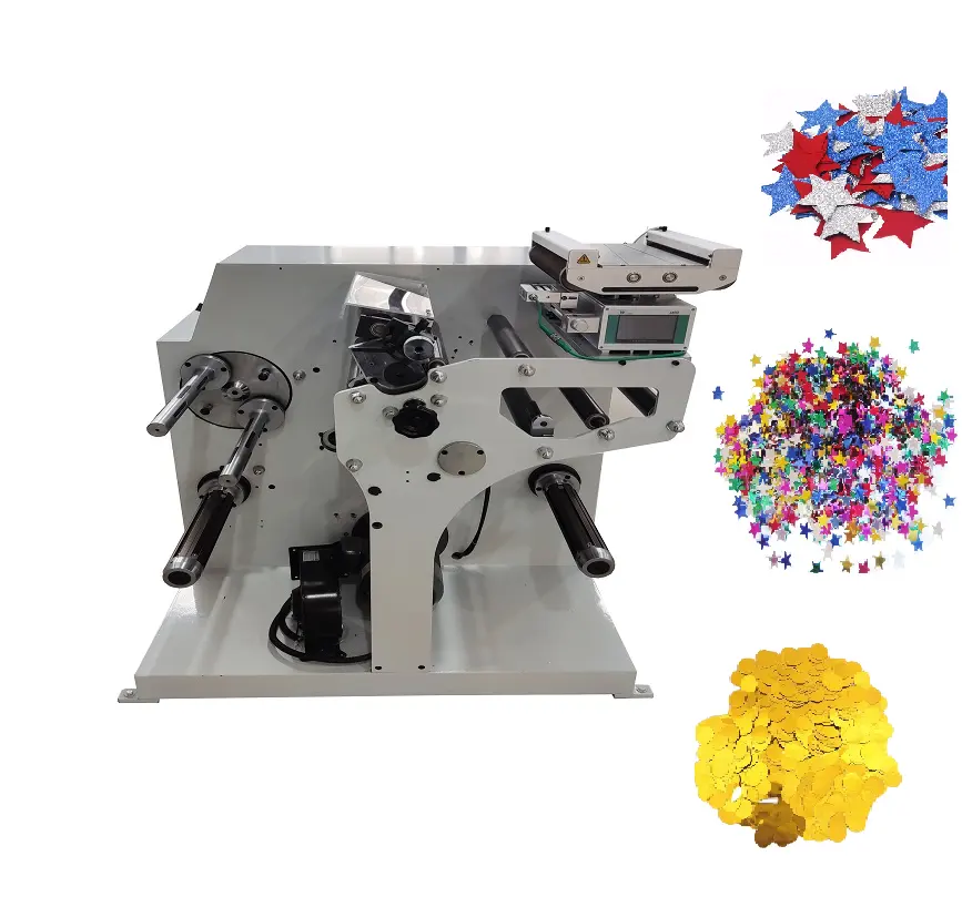 Máquina troqueladora rotativa de confeti de papel automático para Globo de fiesta con forma de corazón de estrella cuadrada redonda de 20mm 25mm 30mm 50mm